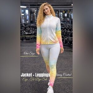 Trendy boutique Tie Dye  Athletic Leggings & Zip Jacket Set